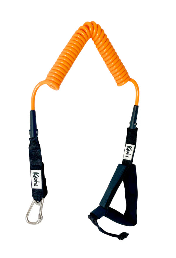 Kaohi Board Leash - Double Coil 7' x8 mm CARIBINER CLIP
